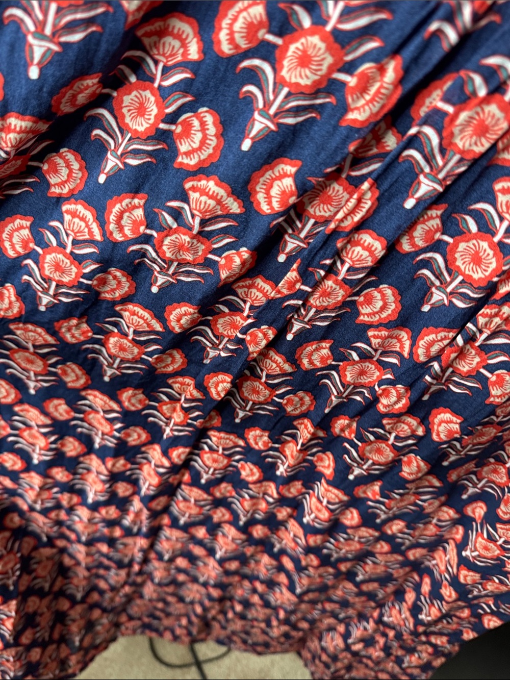 Sleeveless Navy Floral V-Neck Maxi Dress - Coral Print - Picture 4 of 5